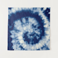 Indigo Round. Bohemian Tie Dye. Blue Roll Psychede