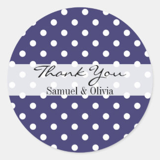 Indigo Round Custom Polka Dotted Thank You Label