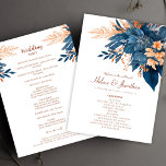 Indigo Rust Modern Floral Boho Elegant Wedding Program<br><div class="desc">Designed for the modern couple seeking a blend of chic sophistication and contemporary charm, this Indigo Rust Modern Floral Boho Elegant Wedding Program effortlessly captures the essence of your unique love story. The watercolor floral motifs in indigo and rust hues add a touch of botanical allure, creating a luxurious and...</div>