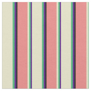 Indigo, Sea Green, Goldenrod, Light Coral & Black Fabric