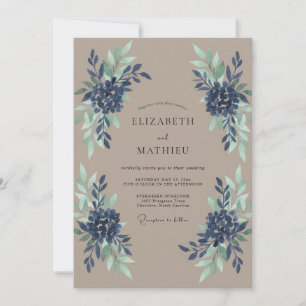 Indigo Seafoam Painted Wedding Invitation