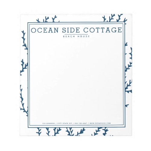 Indigo Seaweed Elegant Nautical Beach House Style Notepad