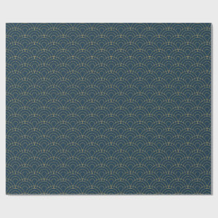 Indigo Seigaiha Japanese Wave Pattern Wrapping Paper