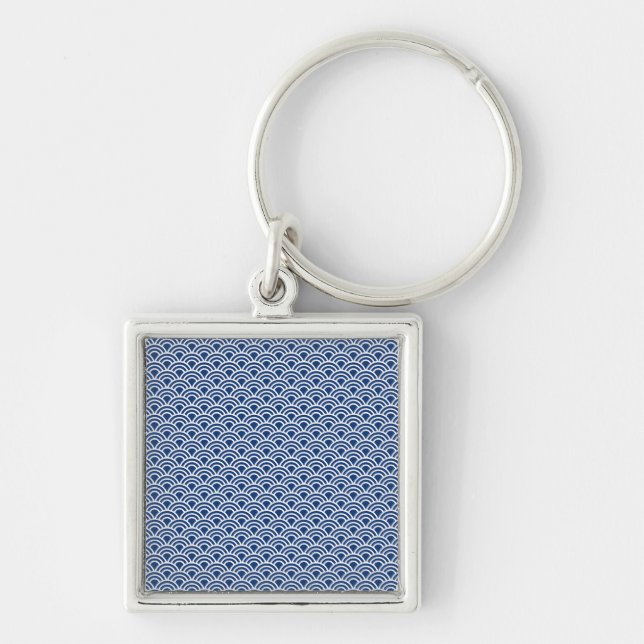 Indigo Seigaiha pattern Keychain (Front)