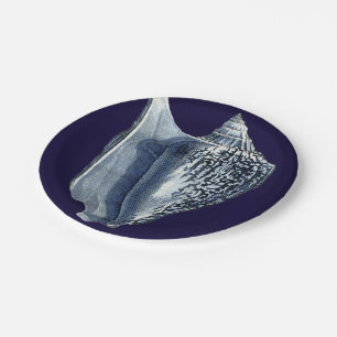 Indigo Shells I Paper Plates