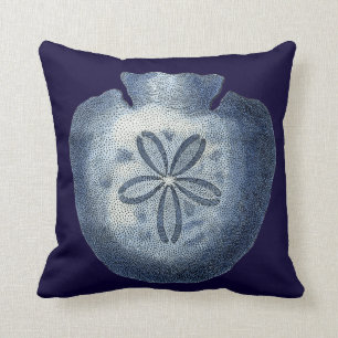 Indigo Shells III Throw Pillow