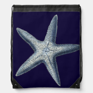 Indigo Shells IV Drawstring Bag