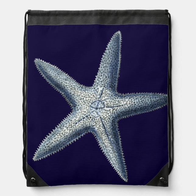 Indigo Shells IV Drawstring Bag (Front)