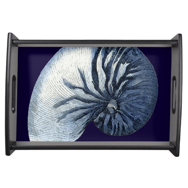 Indigo Shells VII Serving Tray (Front)