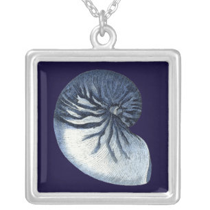 Indigo Shells VII Silver Plated Necklace