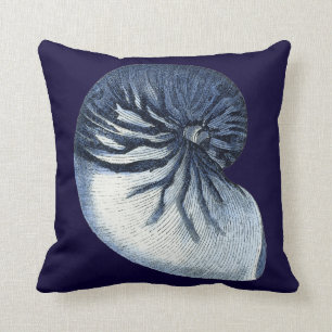 Indigo Shells VII Throw Pillow
