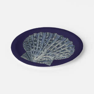 Indigo Shells VIII Paper Plates