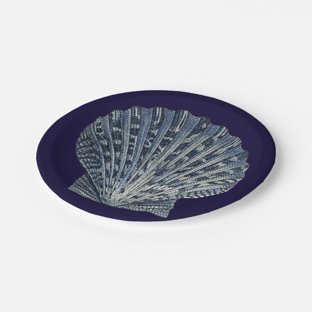 Indigo Shells VIII Paper Plates (Angled)