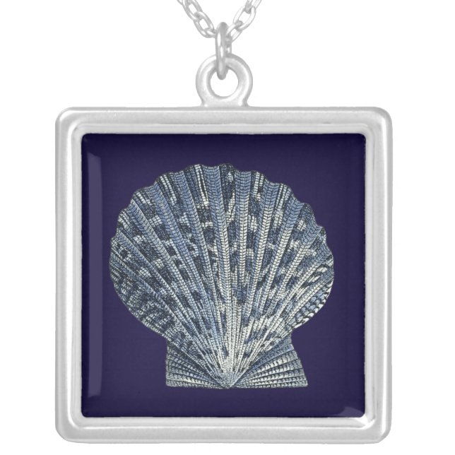Indigo Shells VIII Silver Plated Necklace (Front)