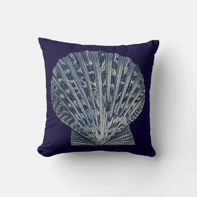 Indigo Shells VIII Throw Pillow (Front)