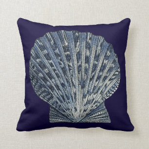 Indigo Shells VIII Throw Pillow