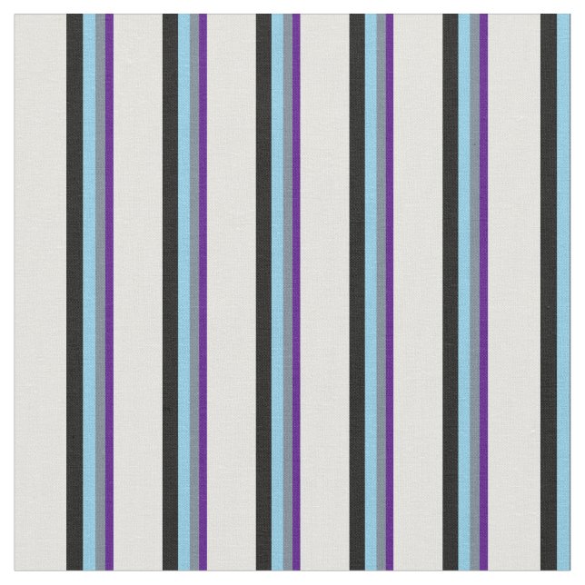 Indigo, Slate Gray, Sky Blue, Black & Light Cyan Fabric (Close Up)