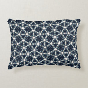 Indigo Snowflower Lattice Accent Pillow