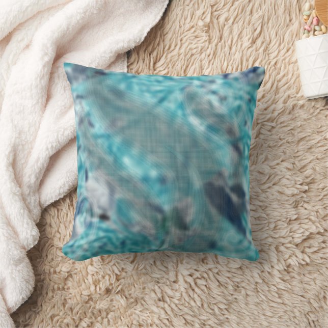 Indigo Splash Drops Throw Pillow (Blanket)