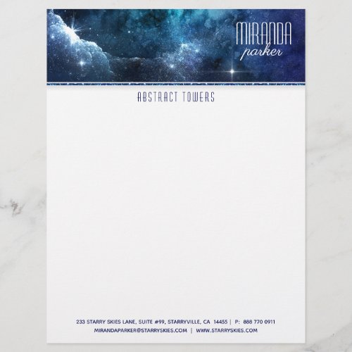 Indigo Starfield Star Galaxy Letterhead