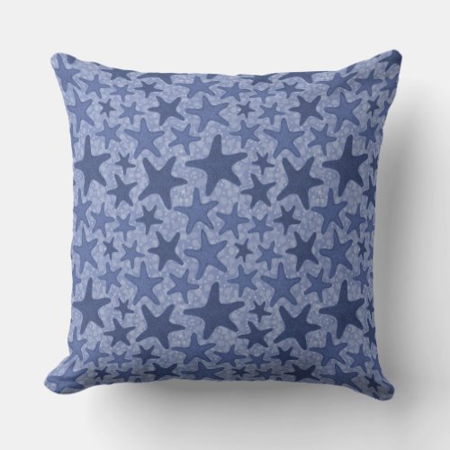 Indigo Starfish Pattern Throw Pillow