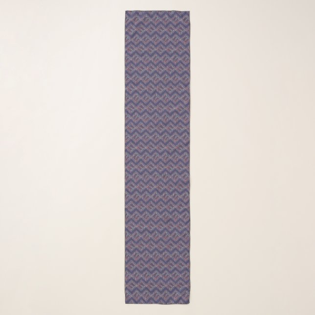 Indigo Stitched Diamonds Chiffon Scarf (Front)