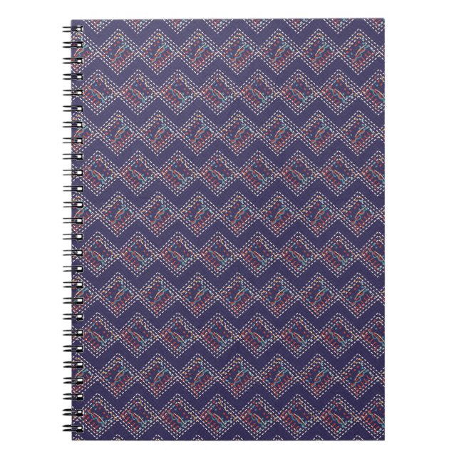 Indigo Stitched Diamonds Notebook (Front)