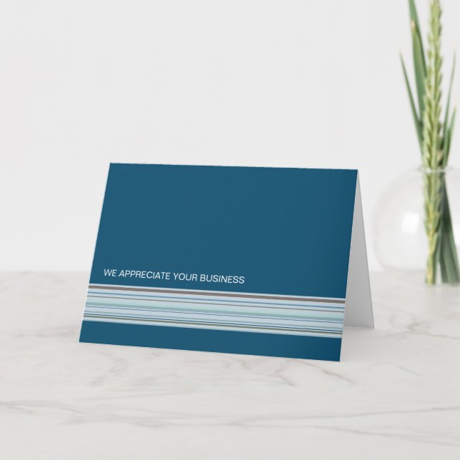 Indigo Stripes Business Thank You Card (Front)