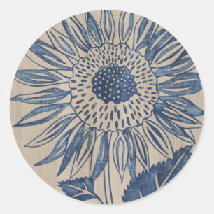Indigo Sunflower Classic Round Sticker