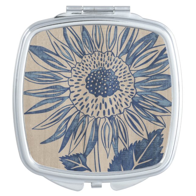 Indigo Sunflower Compact Mirror (Front)