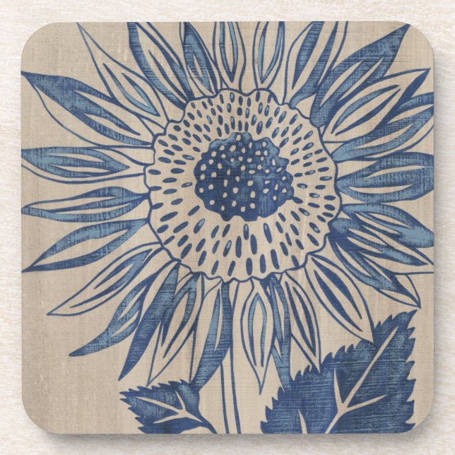 Indigo Sunflower Drink Coaster (Front)