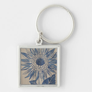 Indigo Sunflower Keychain