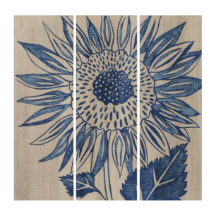 Indigo Sunflower Triptych