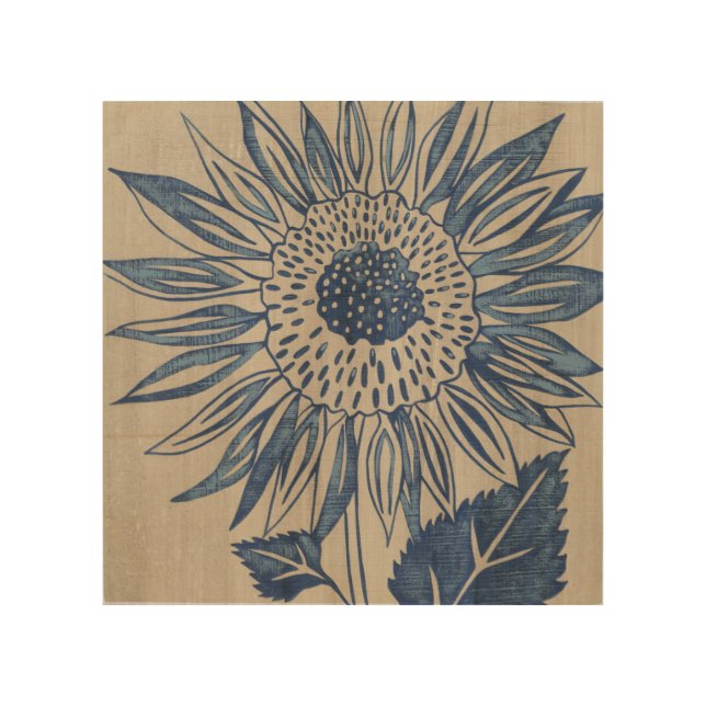 Indigo Sunflower Wood Wall Decor (Front)