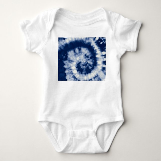 Indigo swirl, tie-dye, bohemian. baby bodysuit (Front)
