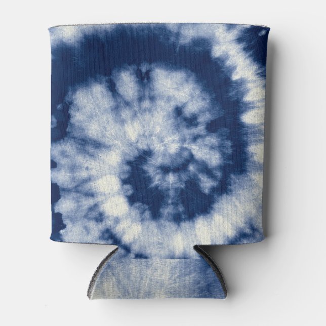 Indigo swirl, tie-dye, bohemian. can cooler (Front)
