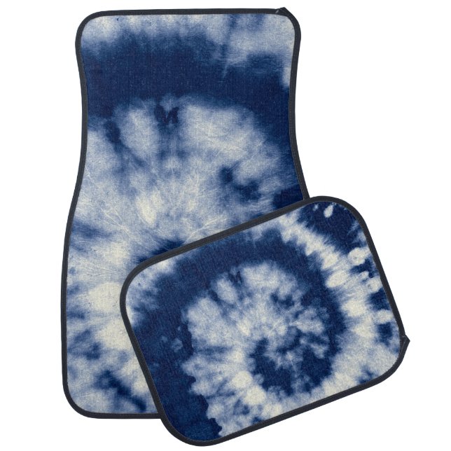 Indigo swirl, tie-dye, bohemian. car floor mat (Set)