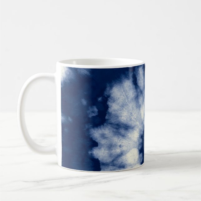 Indigo swirl, tie-dye, bohemian. coffee mug (Left)