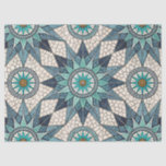 Indigo Teal Compass Mosaic – Stained Glass Tissue Paper