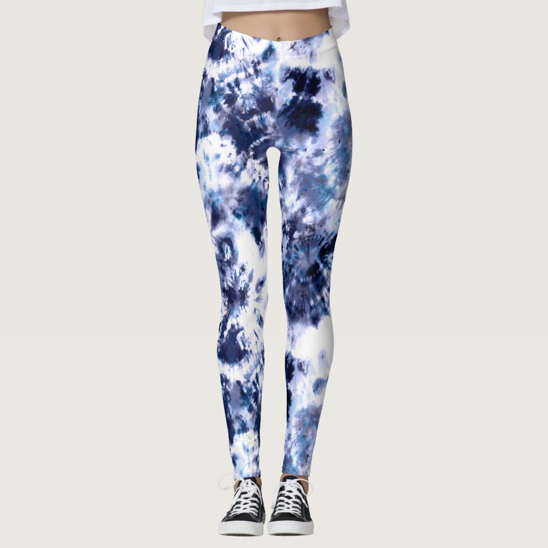 Indigo Tie Dye Print Leggings | Zazzle