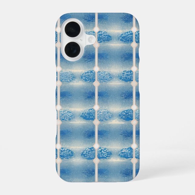 Indigo Tile & Plant Pattern Phone Case (Back)