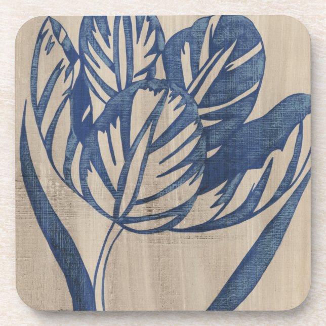 Indigo Tulip Beverage Coaster (Front)