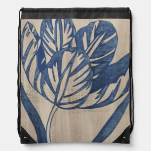 Indigo Tulip Drawstring Bag
