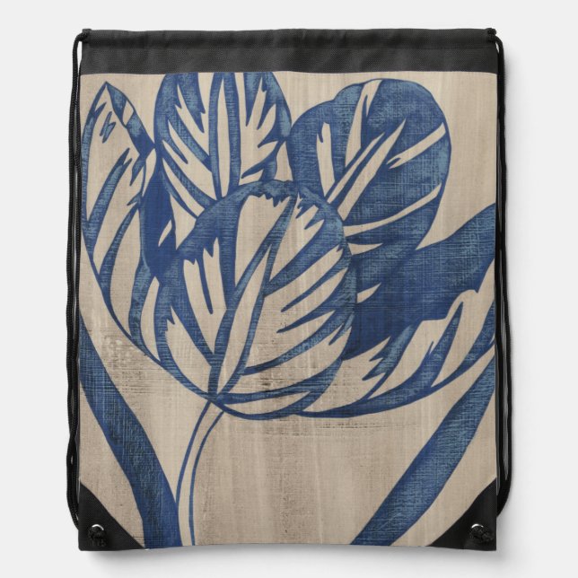 Indigo Tulip Drawstring Bag (Front)