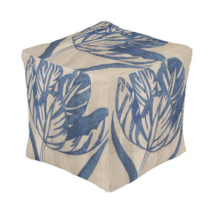 Indigo Tulip Pouf