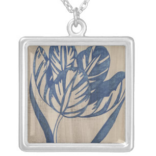 Indigo Tulip Silver Plated Necklace