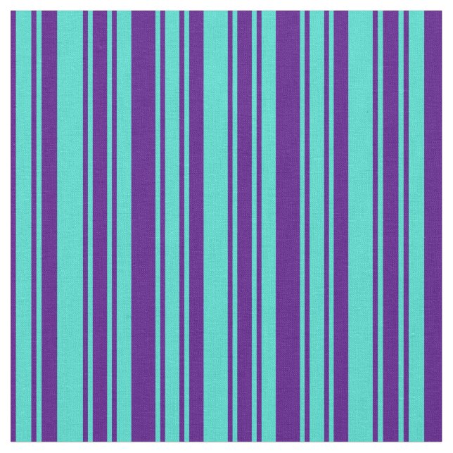 Indigo & Turquoise Colored Stripes Fabric (Close Up)