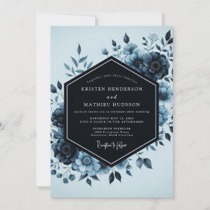 Indigo Twilight Bloom Wedding Invitation