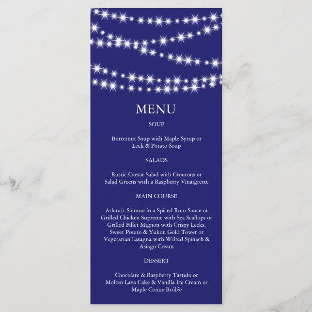 Indigo Twinkle Lights Menu (Front)