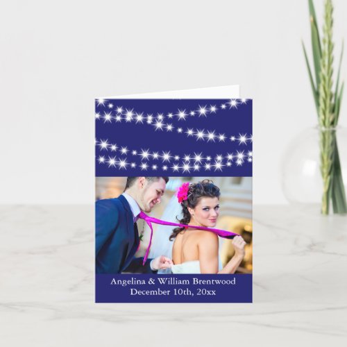 Indigo Twinkle Lights Photo Thank You Card